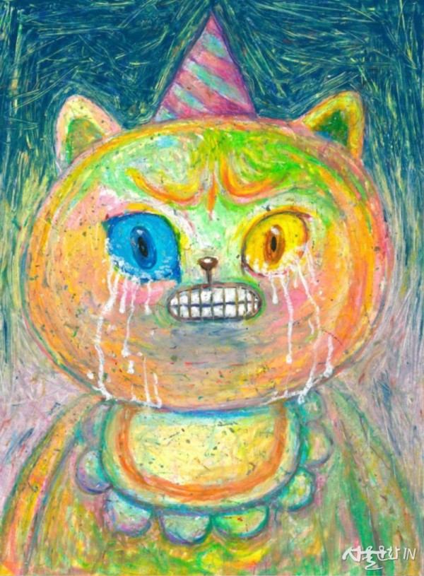 Kun, Sad Birthday Kuncat, 2018, Oil Pastel, 33 x 43cm.jpg