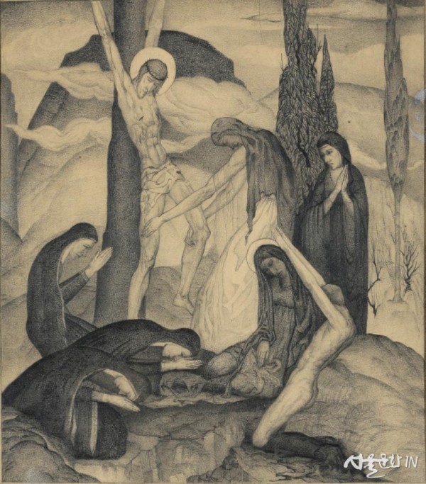 임용련, 십자가, 1929, 종이에 연필, 37 × 35 cm, 개인 소장.jpg