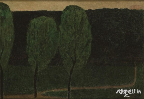 최재덕, 한강의 포플라 나무, 1940년대, 캔버스에 유채, 46×66cm, 개인 소장.jpg