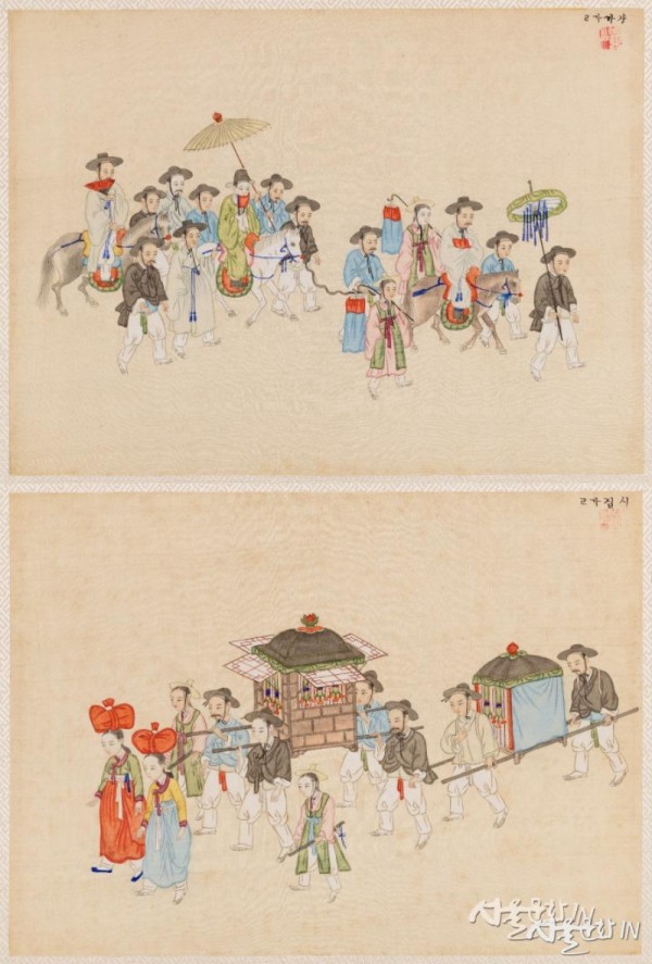 김준근의 장가가고(위), 시집가고(아래), 국립민속박물관 -1.jpg