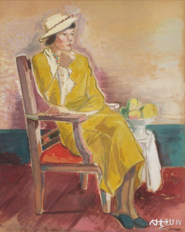 이인성 노란옷을 입은 여인상 1934 75x60cm, 종이에 수채 01.jpg