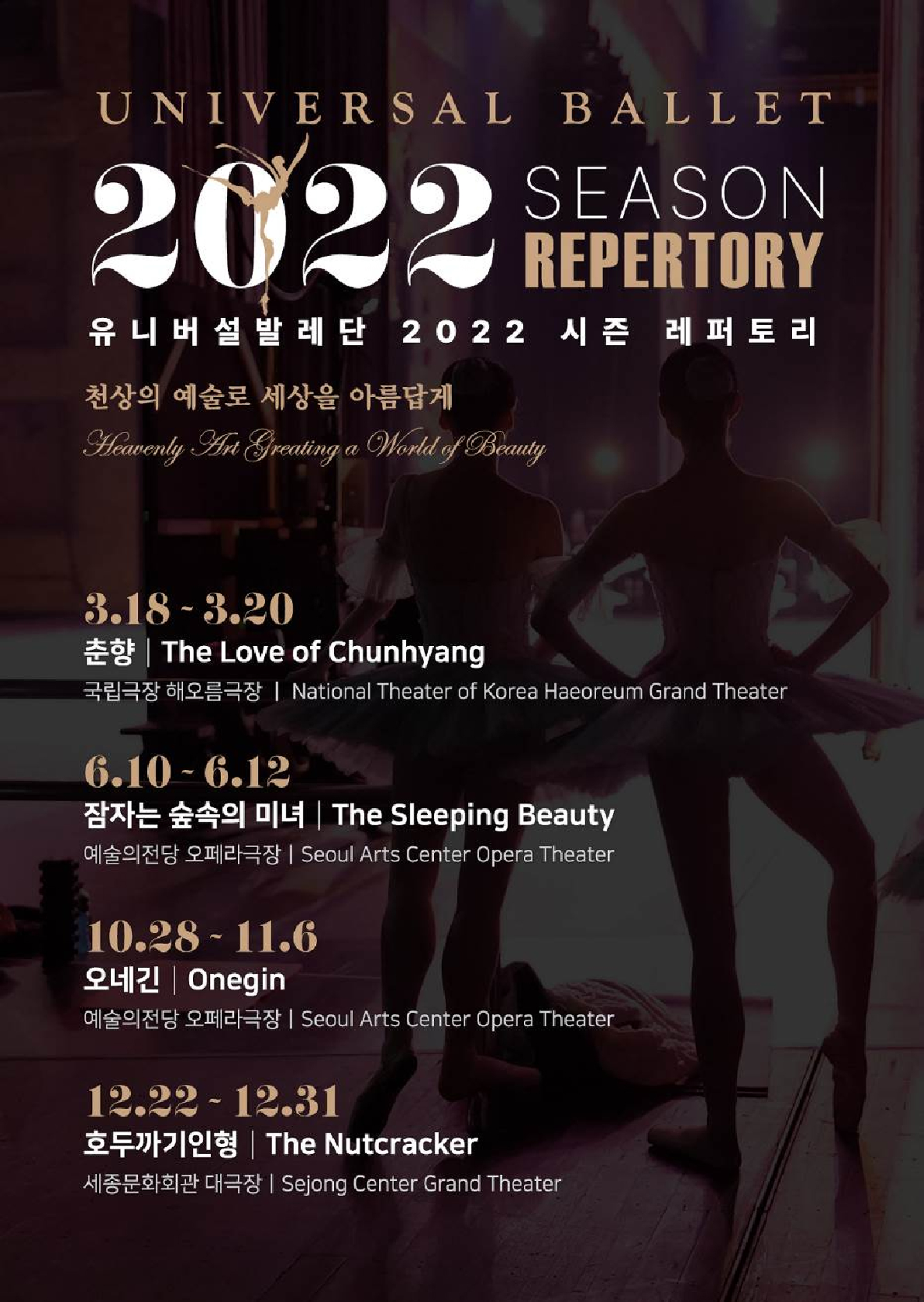 유니버설발레단, 4편의 창작, 고전, 드라마발레로 2022년 라인업